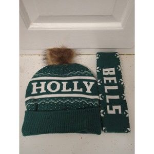 MAD ENGINE HOLLY Beanie Hat One Size Cap Knit Christmas Warm & BELLS Headband